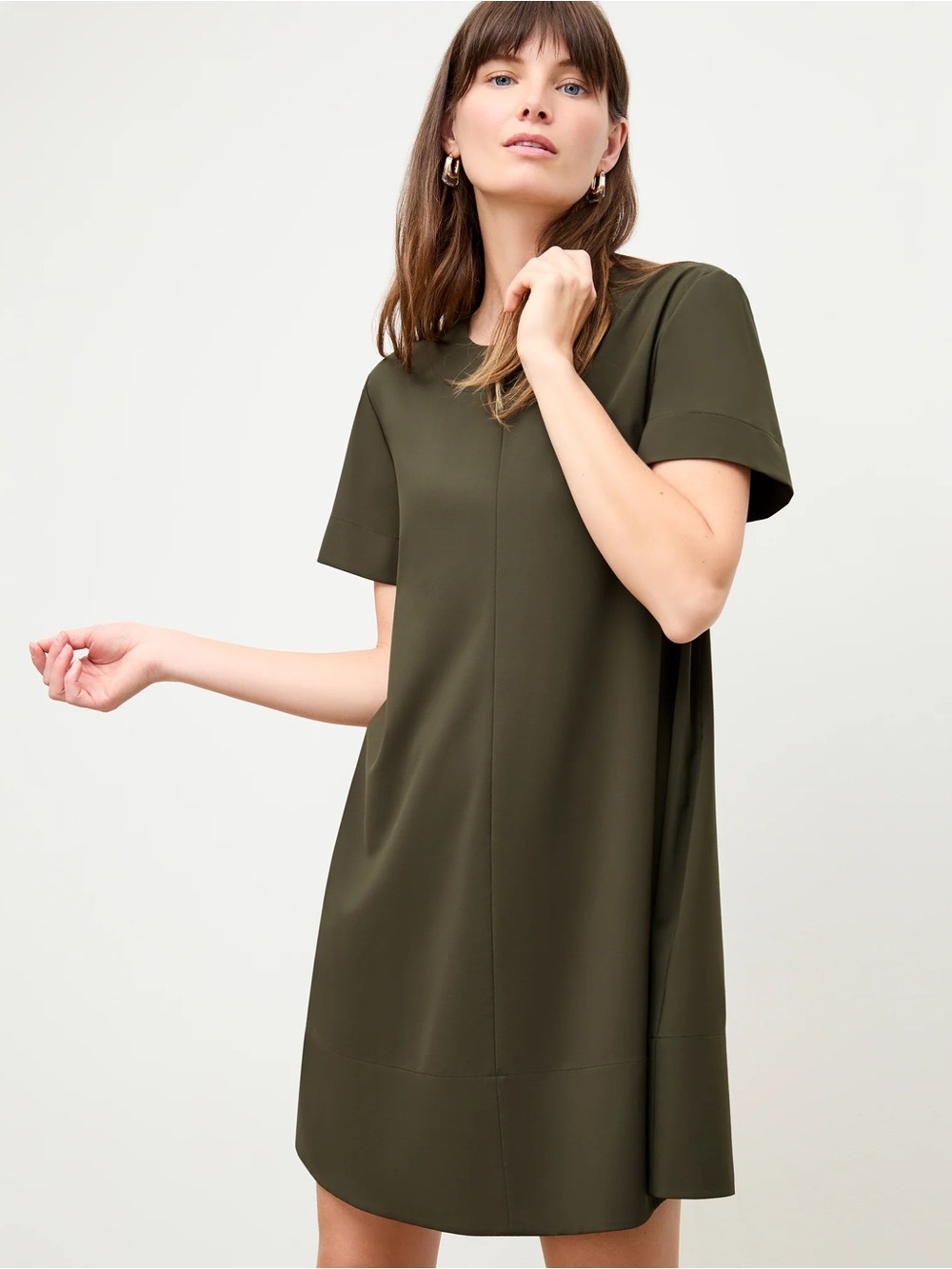 MM Lafleur Corrie Dress in Olive OrigamiTech Fabric Size Medium VGUC